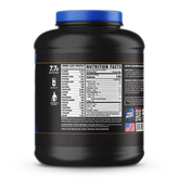 Supplement facts for RC King Whey Protein Blend 4lbs container with chocolate flavor and 35g protein per scoop for muscle growth.